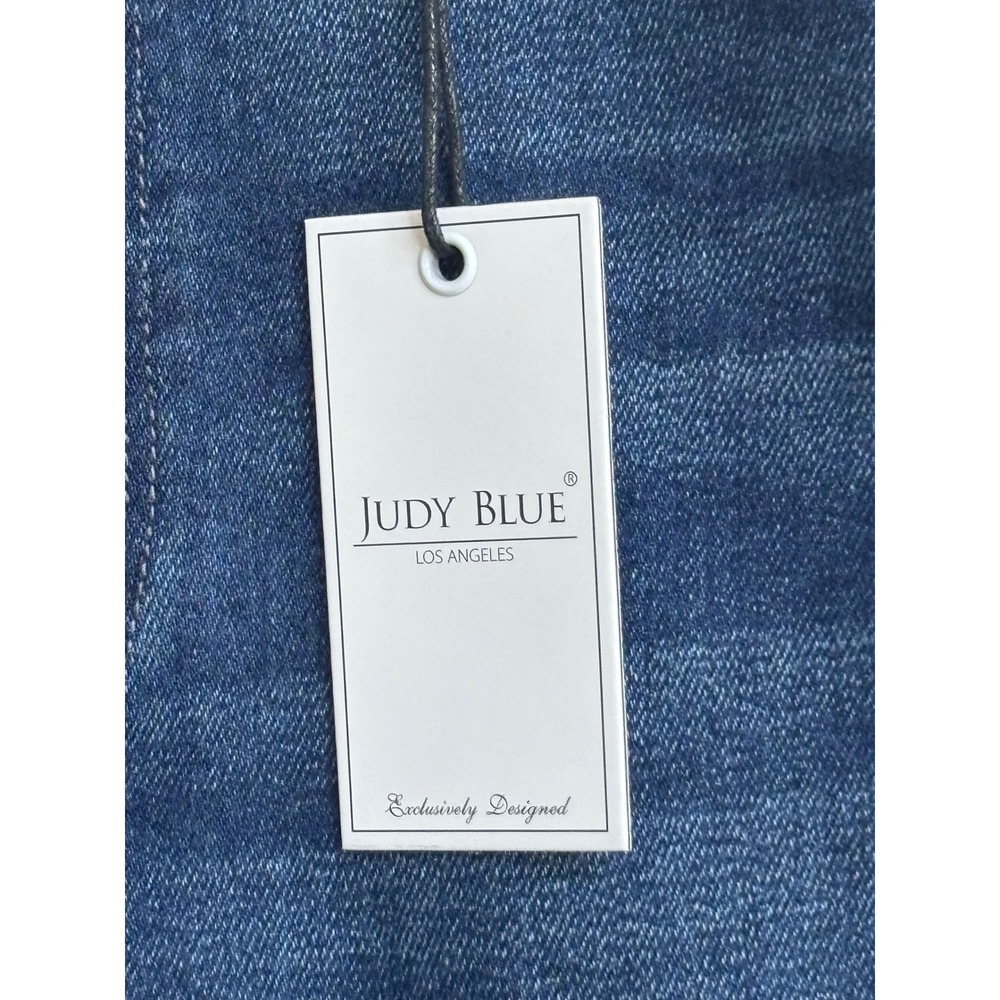 NWT Judy Blue Mid Rise Bermuda Shorts Plus Size 1XL Dark Wash Denim Summer - Picture 4 of 12
